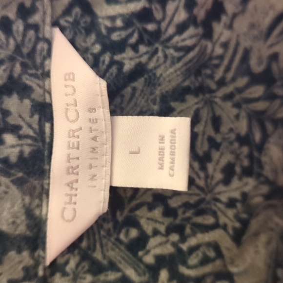 Charter Club Green Patterned Pajama Top And Bottom Pant Set Smoke Free - Picture 2 of 4